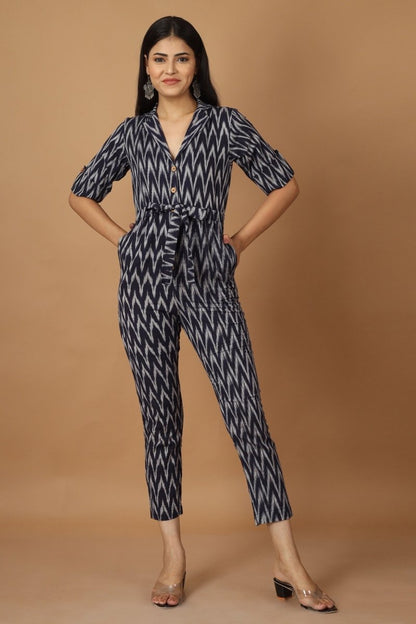 Raat Ikat Cotton Jumpsuit | Verified Sustainable by Brown Living™