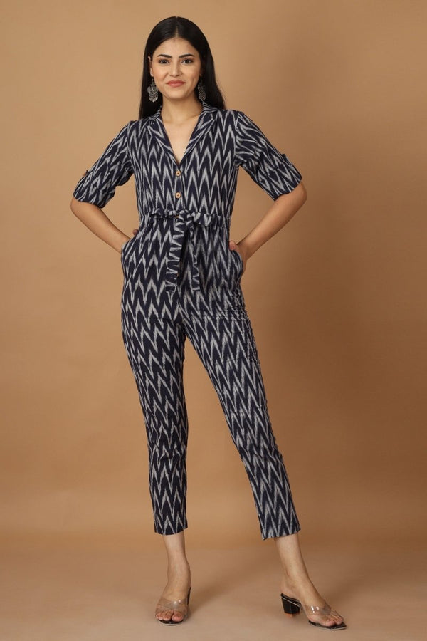 Buy Raat Ikat Cotton Jumpsuit | Shop Verified Sustainable Products on Brown Living