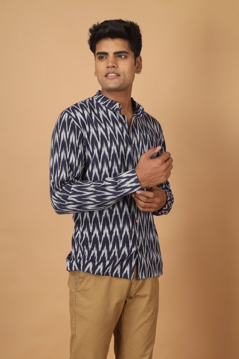 Raat Ikat Mens Cotton Shirt | Verified Sustainable by Brown Living™