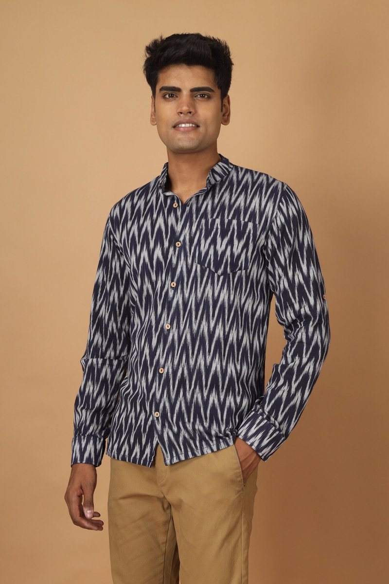 Raat Ikat Mens Cotton Shirt | Verified Sustainable by Brown Living™