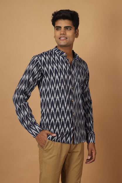 Raat Ikat Mens Cotton Shirt | Verified Sustainable by Brown Living™