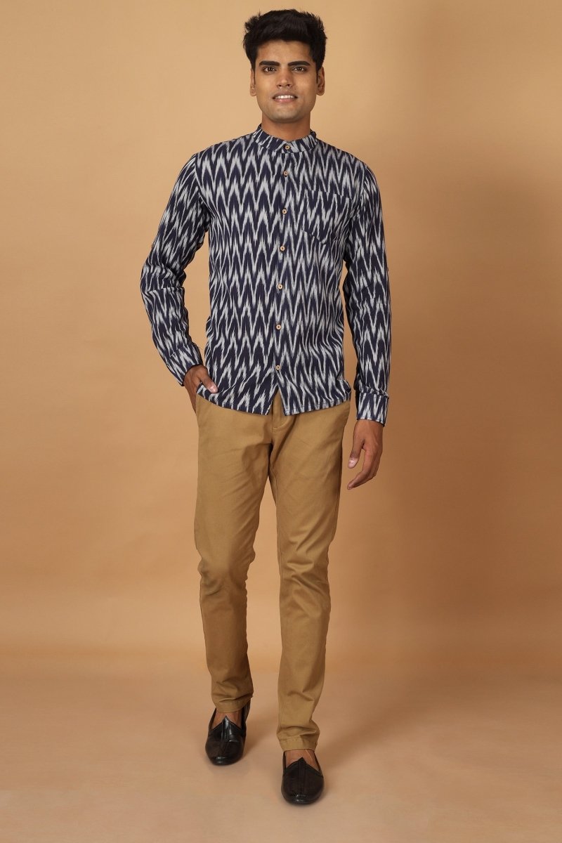 Raat Ikat Mens Cotton Shirt | Verified Sustainable by Brown Living™