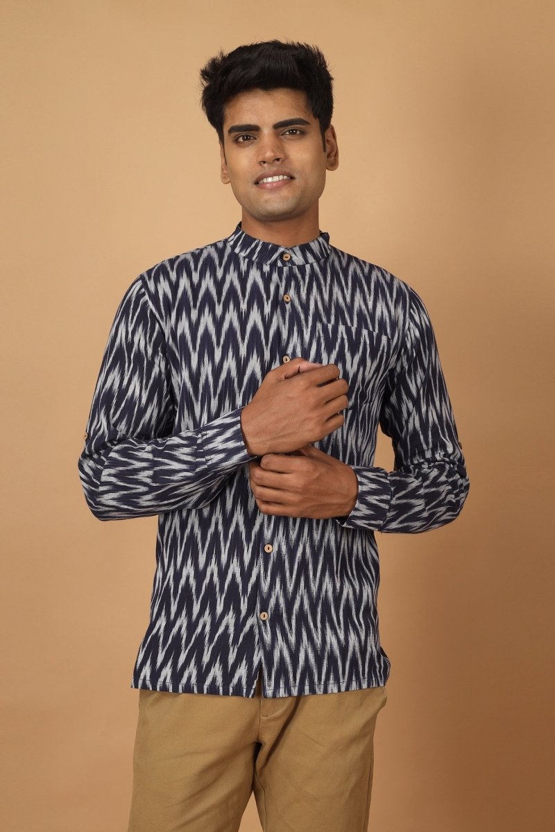 Raat Ikat Mens Cotton Shirt | Verified Sustainable by Brown Living™