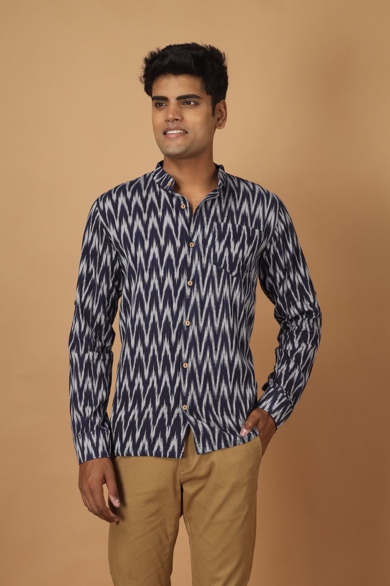 Raat Ikat Mens Cotton Shirt | Verified Sustainable by Brown Living™