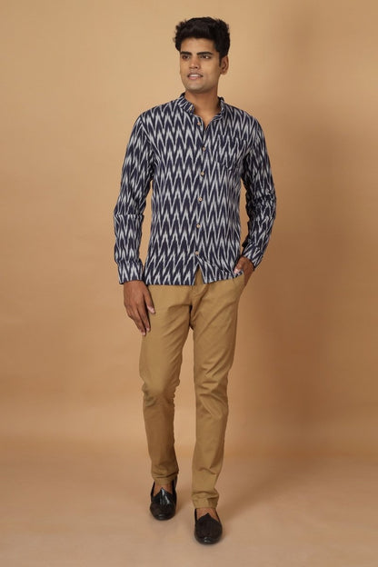 Raat Ikat Mens Cotton Shirt | Verified Sustainable by Brown Living™