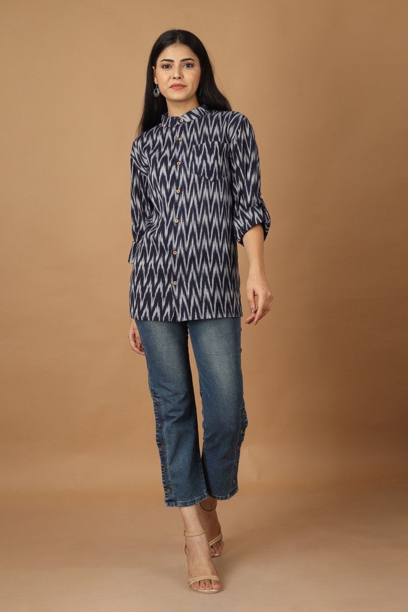 Raat Ikat Womens Cotton Shirt | Verified Sustainable by Brown Living™