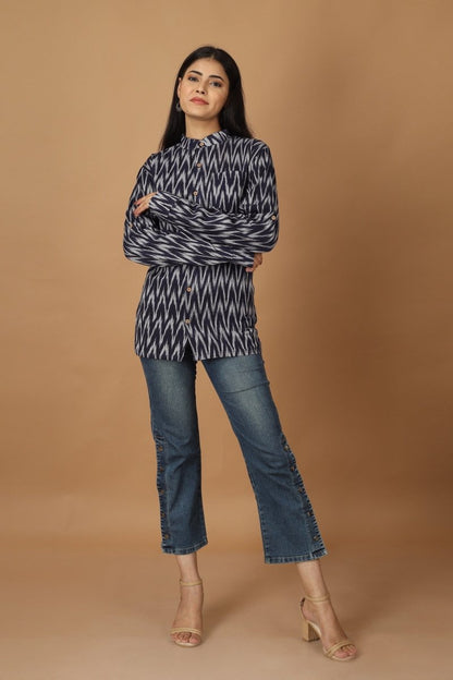 Raat Ikat Womens Cotton Shirt | Verified Sustainable by Brown Living™