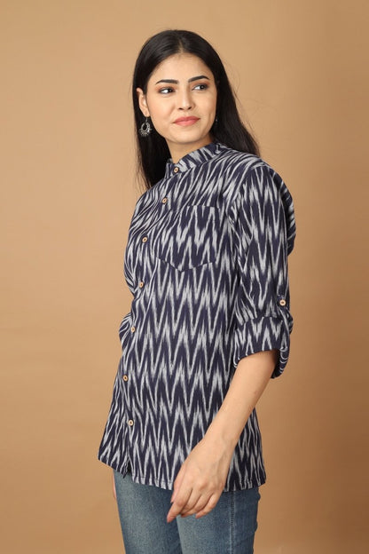 Raat Ikat Womens Cotton Shirt | Verified Sustainable by Brown Living™