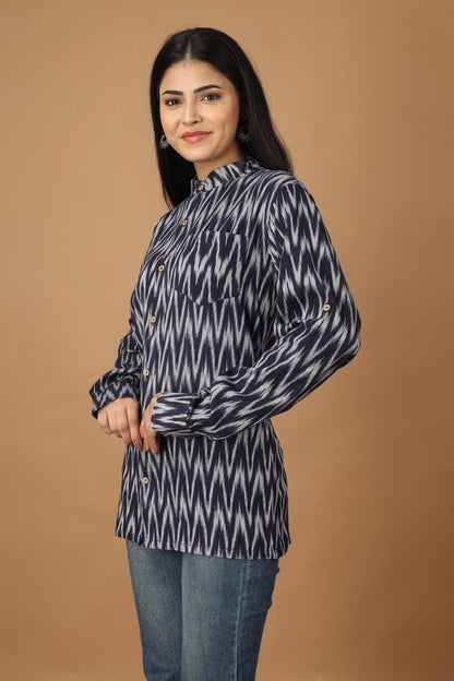 Raat Ikat Womens Cotton Shirt | Verified Sustainable by Brown Living™