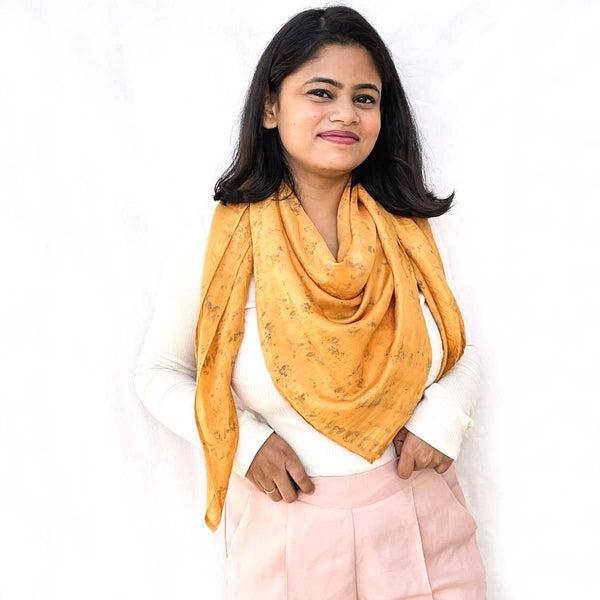Buy Radiant Yellow Silk Square Scarf | Shop Verified Sustainable Products on Brown Living