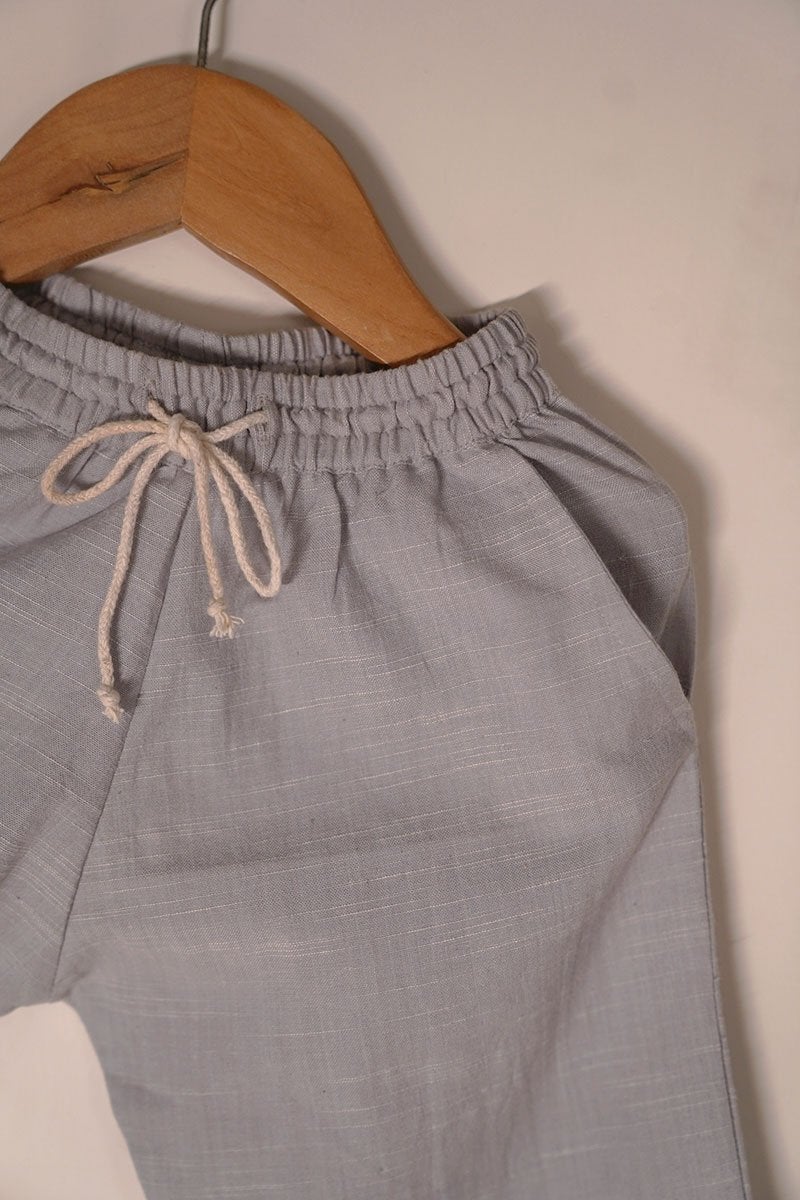 Rain Drops Keep Falling' Unisex Pyjamas In Handwoven Grey Slub | Verified Sustainable by Brown Living™