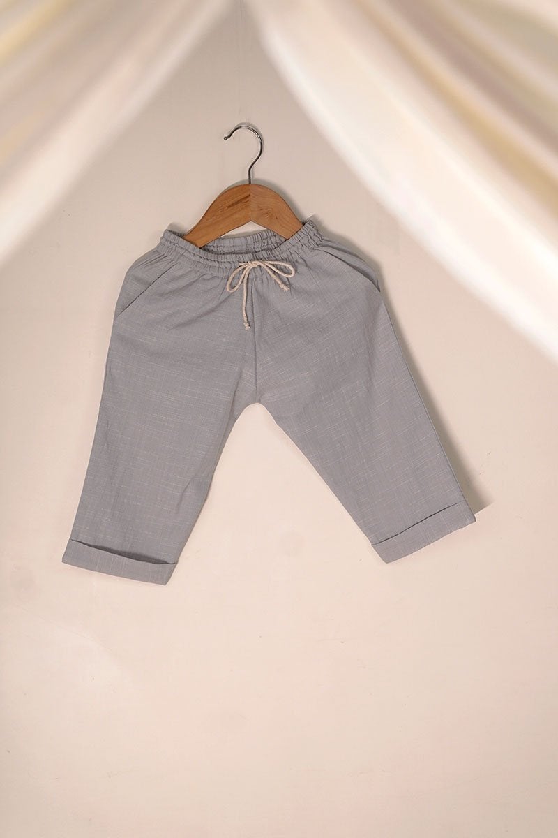 Buy Rain Drops Keep Falling' Unisex Pyjamas In Handwoven Grey Slub | Shop Verified Sustainable Kids Pants on Brown Living™