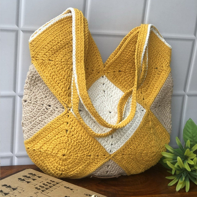 Buy Rainvas Square Cotton Yarn Granny Tote Bag | Shop Verified Sustainable Tote Bag on Brown Living™