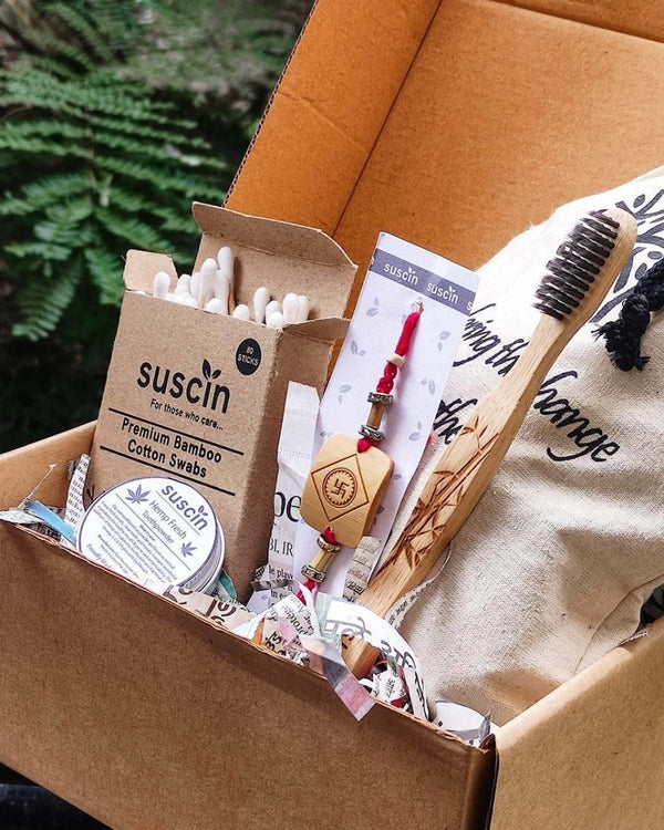 Buy Raksha Bandhan Essentials Eco Gift Box with Swastik rakhi | Shop Verified Sustainable Products on Brown Living