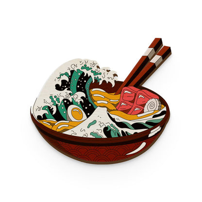 Ramen Wave Hand Painted Wooden Magnet | Verified Sustainable by Brown Living™