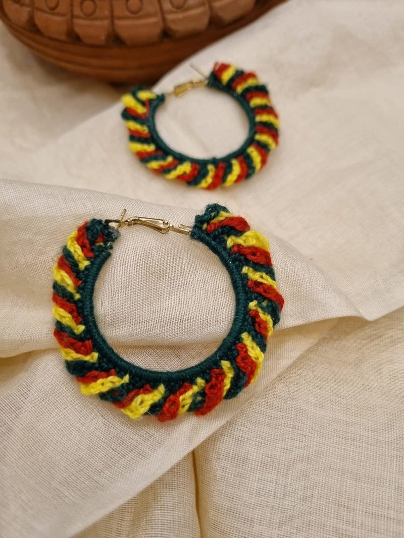 Buy Rangeen Crochet Earrings | Handwoven earrings | Shop Verified Sustainable Products on Brown Living