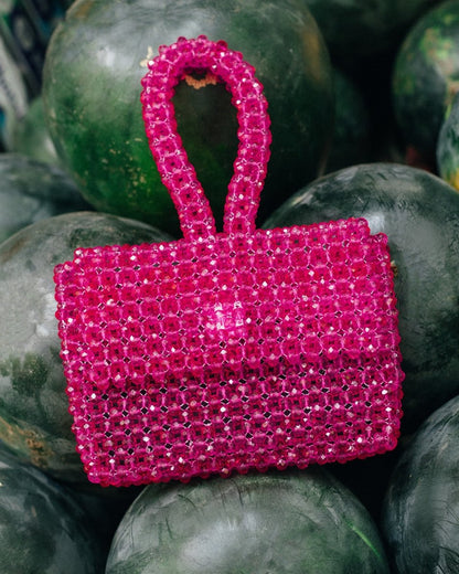 Rani Wristlet | Womens Handbag | Rani Pink | Crystal glass beaded | Verified Sustainable by Brown Living™