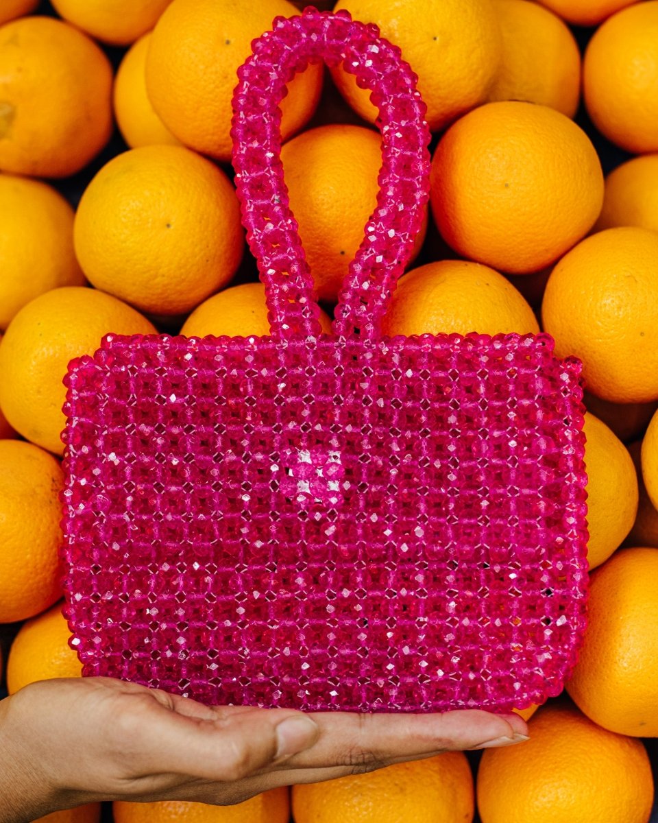 Rani Wristlet | Womens Handbag | Rani Pink | Crystal glass beaded | Verified Sustainable by Brown Living™