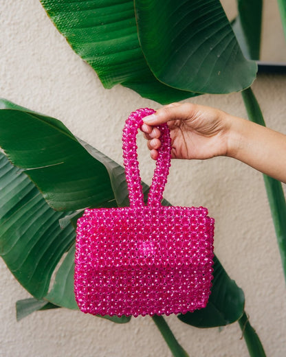 Rani Wristlet | Womens Handbag | Rani Pink | Crystal glass beaded | Verified Sustainable by Brown Living™