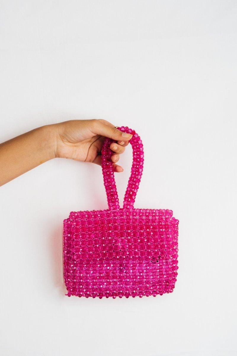 Rani Wristlet | Womens Handbag | Rani Pink | Crystal glass beaded | Verified Sustainable by Brown Living™