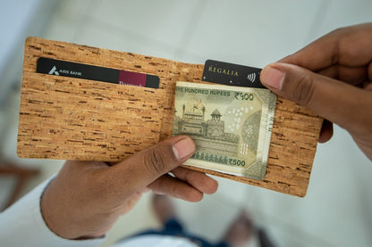 Ravine Wallet | Ravine - Vegan Cork Leather (Natural Cork), Sleek Wallet | Slim Wallet with Money Clip | 6 Card Pockets | Wallet for Women and Women | Verified Sustainable by Brown Living™