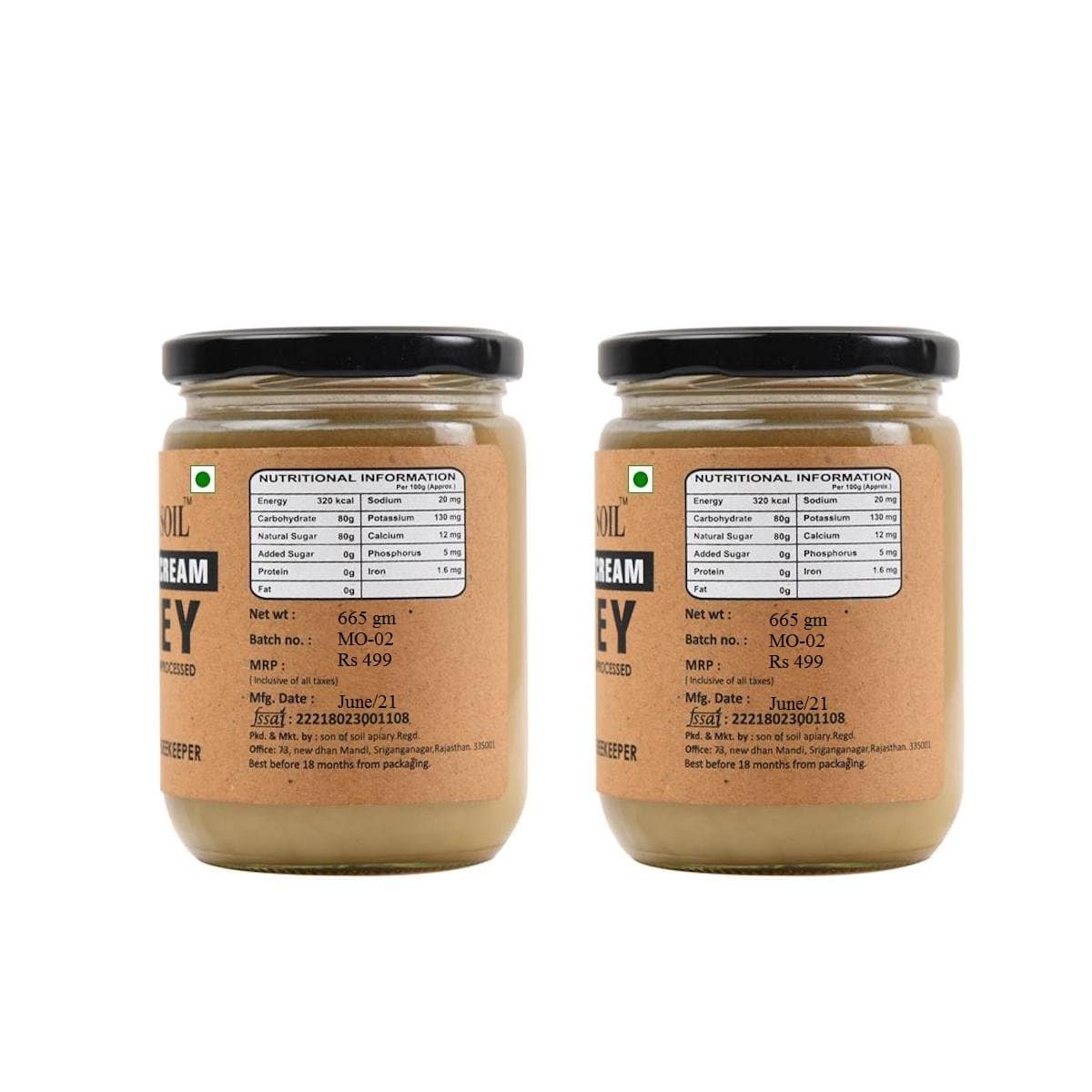 Raw Organic Mustard Honey 665g | Pack of 2 | Verified Sustainable by Brown Living™