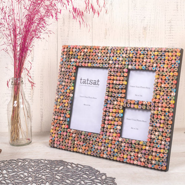 Buy Recycled Color Pencil Collage Photo frame | Shop Verified Sustainable Products on Brown Living