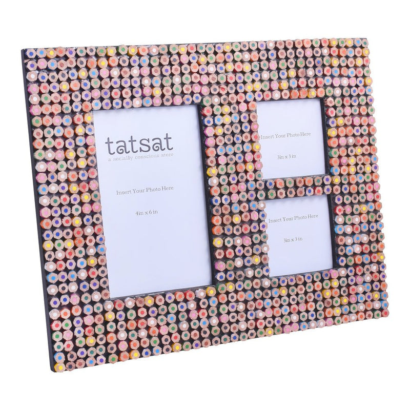 Buy Recycled Color Pencil Collage Photo frame | Shop Verified Sustainable Desk Accessories on Brown Living™