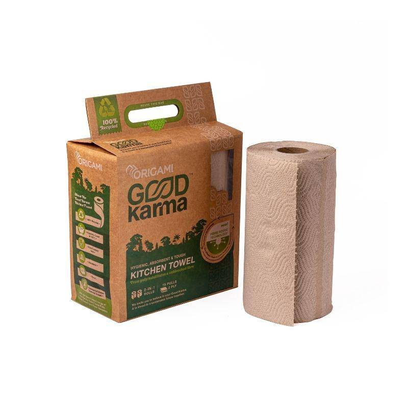 Recycled Kitchen Towel - 2 Ply - 75 pulls per roll | Pack of 4 rolls | Verified Sustainable by Brown Living™