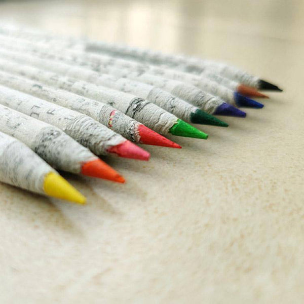 Buy Recycled News paper Colour Pencils - Set of 10 pencils x 2 packs | Shop Verified Sustainable Pencils on Brown Living™