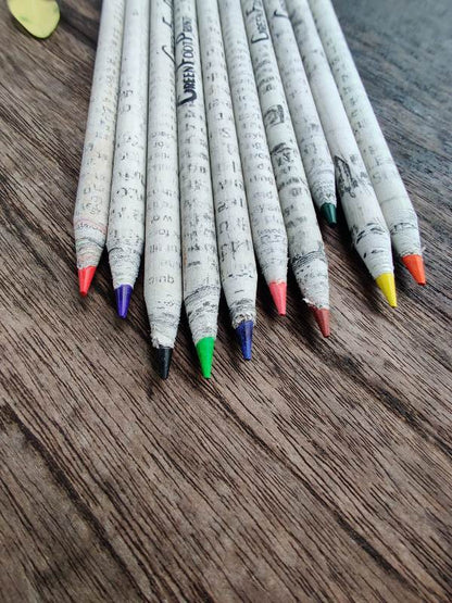 Recycled News Paper Plantable Seed Colour Pencils - Pack of 10 | Verified Sustainable by Brown Living™