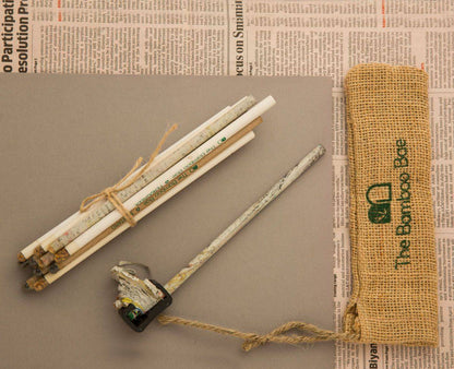 Recycled Paper Pencils with Seeds | Set of 12 Mixed Plantable Pencils | Jute Pouch Kit | Verified Sustainable by Brown Living™