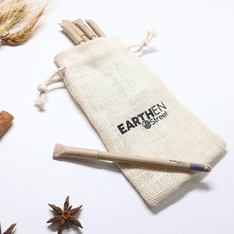 Buy Recycled Paper Seed Pen With Jute Pouch- Set of 10 pens | Shop Verified Sustainable Pen & Pencil Sets on Brown Living™