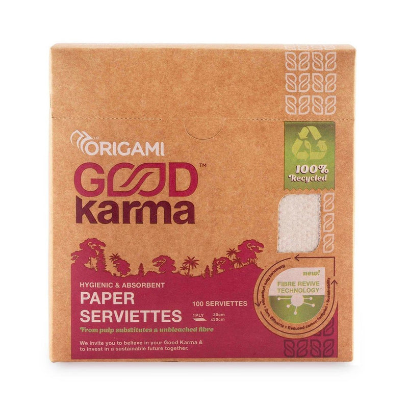 Buy Recycled Paper Serviettes - 1 ply x 100 pulls | 30*30cm Pack of 4 | Shop Verified Sustainable Kitchen Organisers on Brown Living™