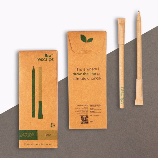 Buy Recycled Pens - Pack of 5 | Blue | Default Title | Shop Verified Sustainable Pens on Brown Living™