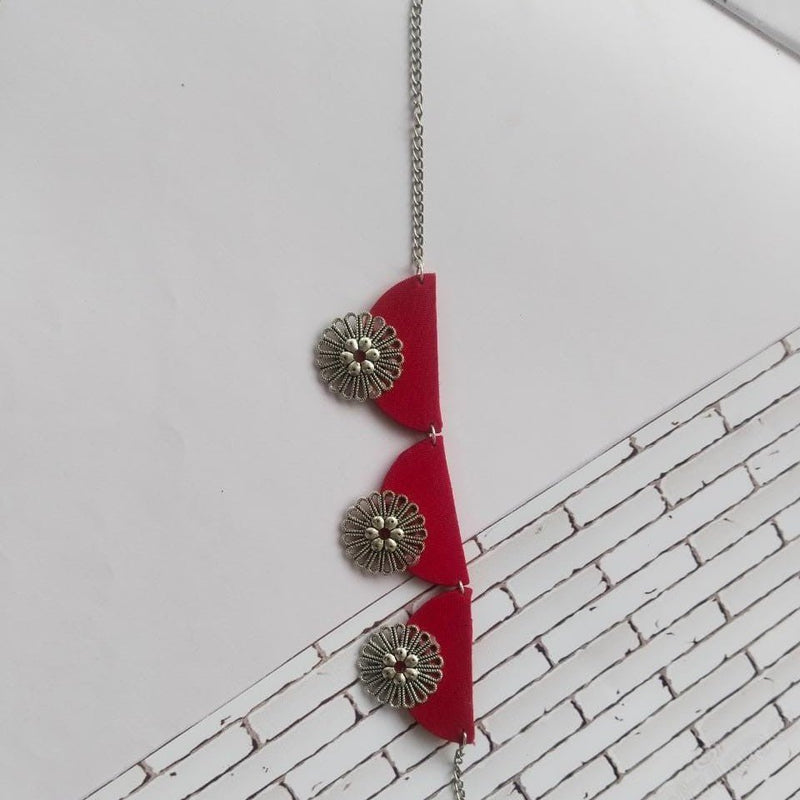 Buy Red and Oxidised Silver Choker for Women | Shop Verified Sustainable Womens Necklaces on Brown Living™