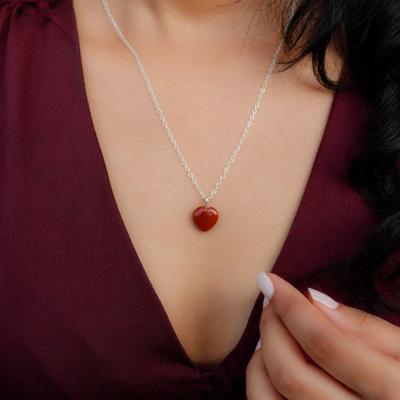 Red Jasper Stone Pendant with Silver Chain | Verified Sustainable Womens Necklaces on Brown Living™