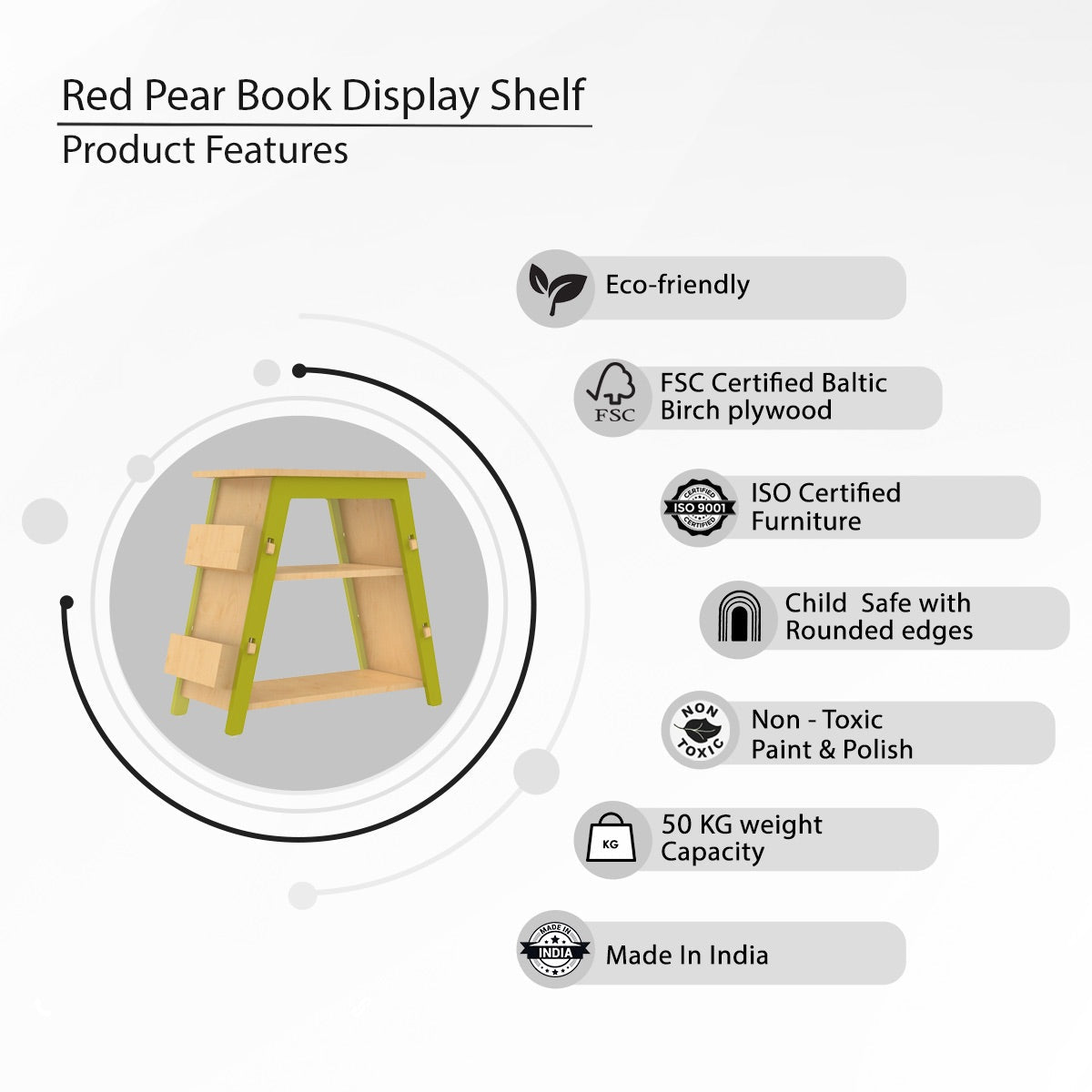 Red Pear | Wooden Bookshelf | Verified Sustainable by Brown Living™