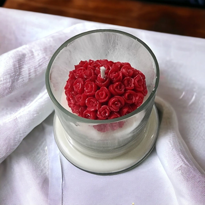 Red Rose Heart Bell Jar Soy Wax Candle | Verified Sustainable Candles & Fragrances on Brown Living™