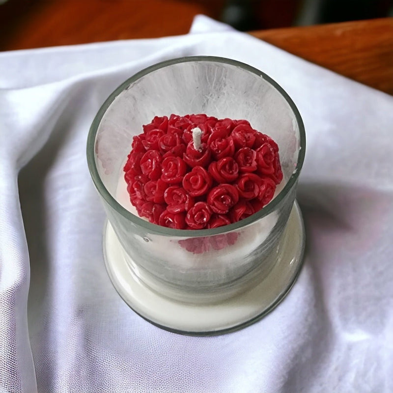 Red Rose Heart Bell Jar Soy Wax Candle | Verified Sustainable by Brown Living™