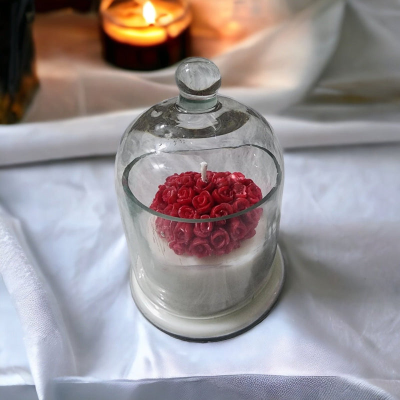 Red Rose Heart Bell Jar Soy Wax Candle | Verified Sustainable Candles & Fragrances on Brown Living™