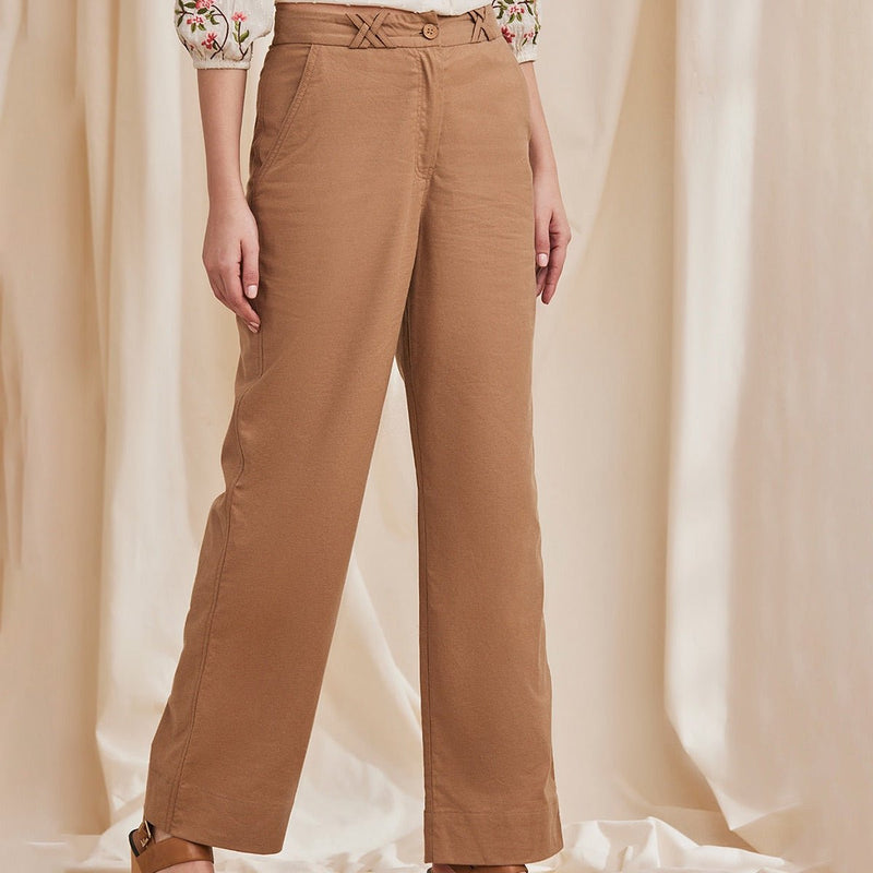 Muslin Pants - Organic Cotton Trousers - Beige