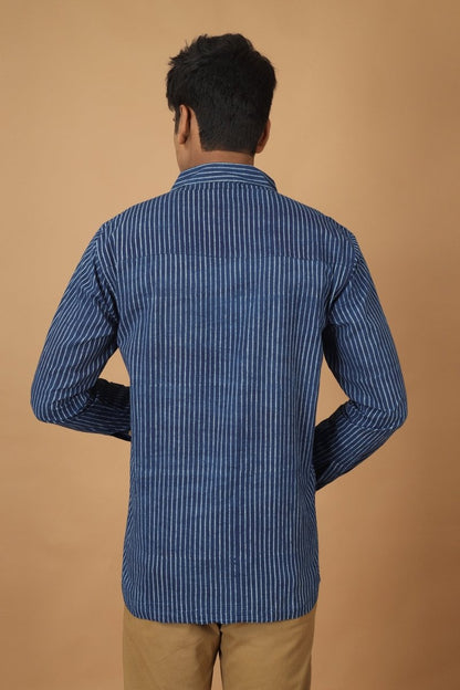 Rekh Dabu Indigo Mens Cotton Shirt | Verified Sustainable by Brown Living™