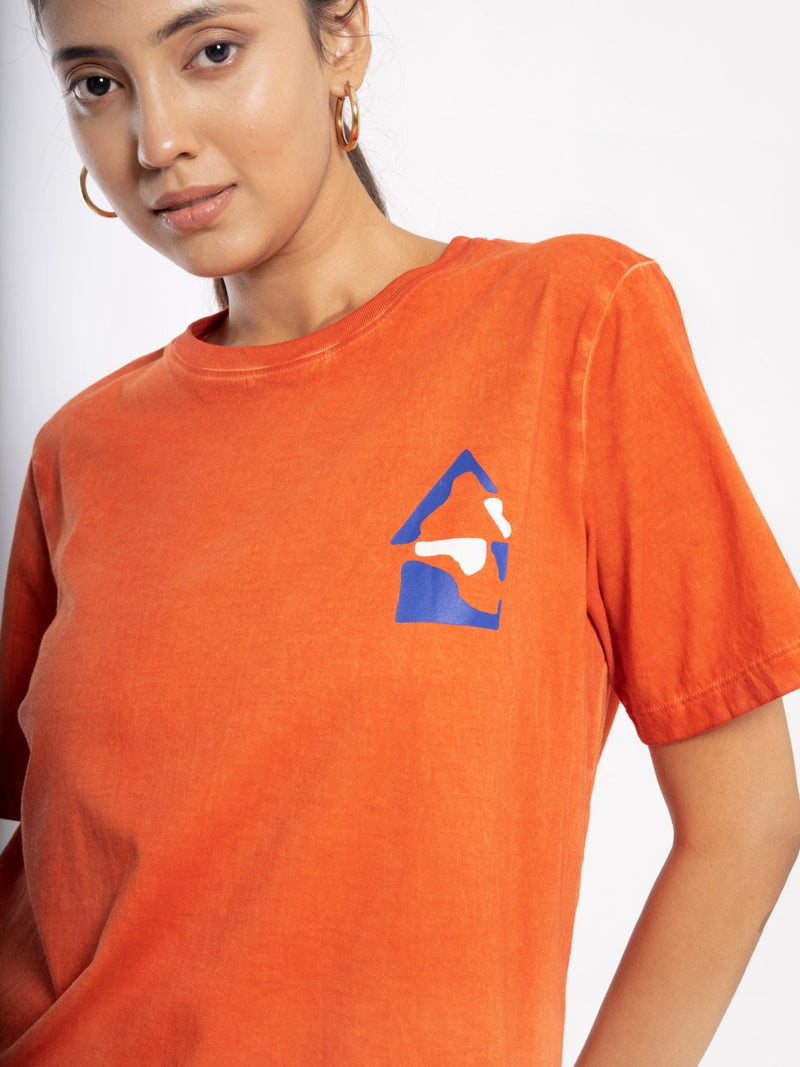 Rekindle- 100% Organic Cotton Unisex Tee - Orange | Verified Sustainable Womens T-Shirt on Brown Living™