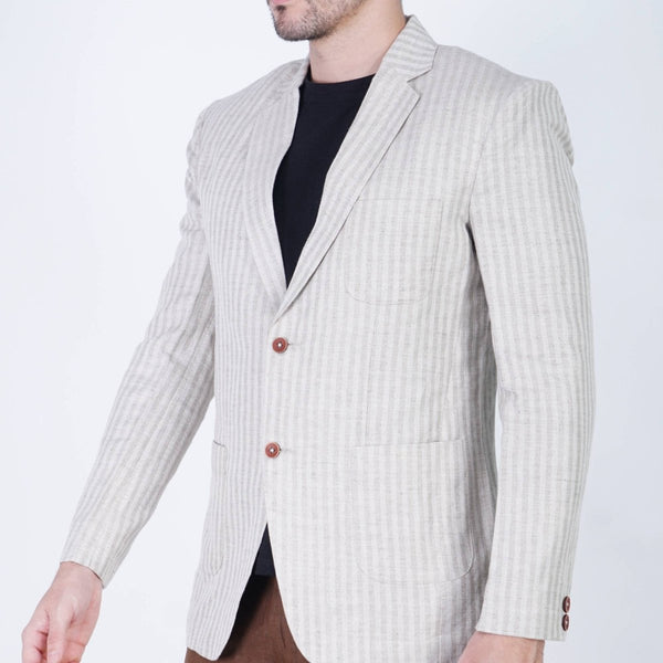 Buy Relaxed Unstructured Herringbone Hemp Blazer - Effortlessly Stylish | Shop Verified Sustainable Products on Brown Living