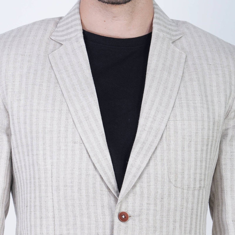 Buy Relaxed Unstructured Herringbone Hemp Blazer - Effortlessly Stylish | Shop Verified Sustainable Products on Brown Living
