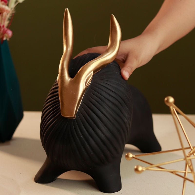 Buy Resin Golden Horned Yak figurines-Black | Shop Verified Sustainable Products on Brown Living