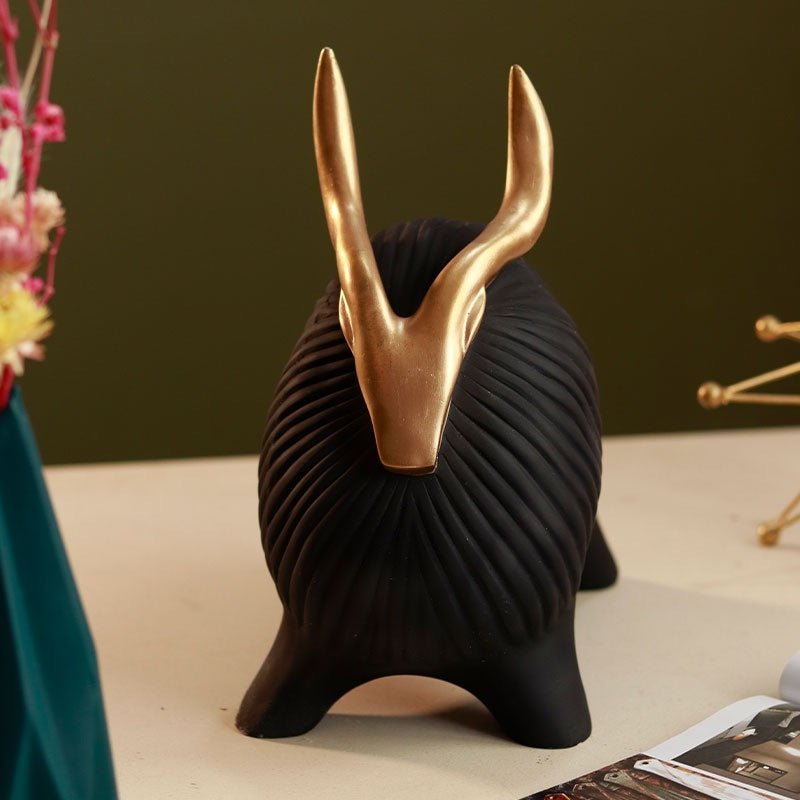 Resin Golden Horned Yak figurines - Black – Wall Decor on Brown Living™. SKU: 337512. Img 5.