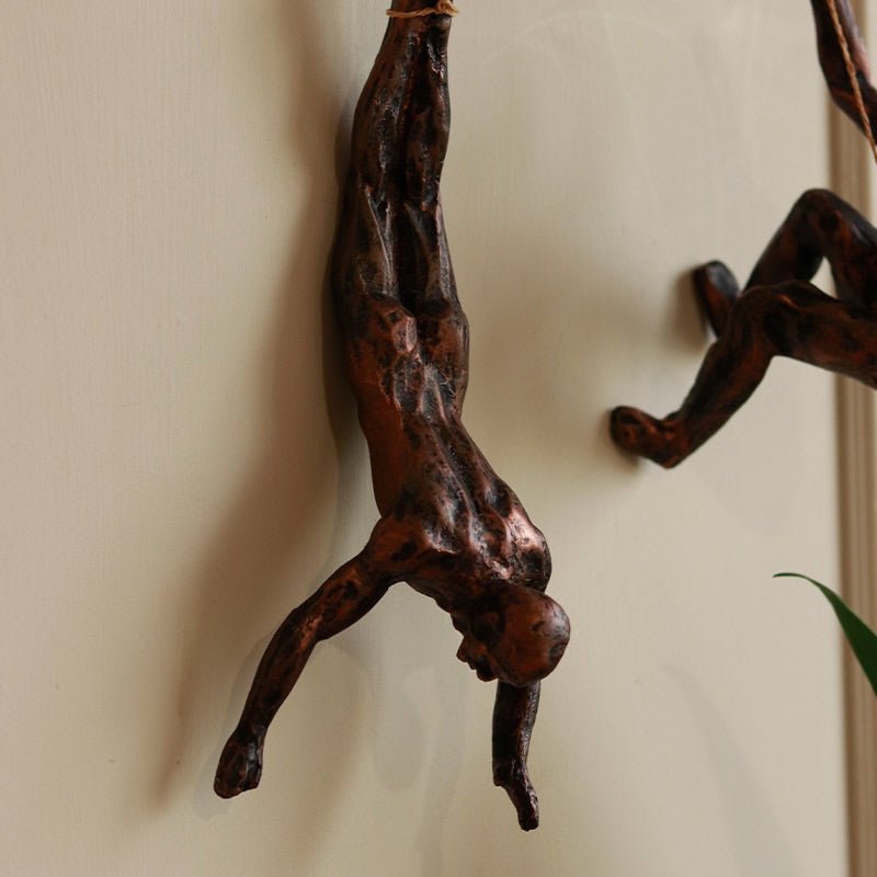 Resin Hanging Man Figurines - Golden – Wall Decor on Brown Living™. SKU: 347514. Img 3.