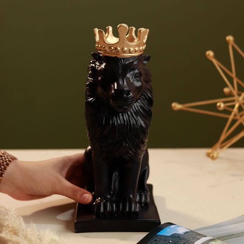 Buy Resin Lion King Figurines-Black | Shop Verified Sustainable Products on Brown Living